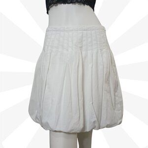 Sele White M Bubble Skirt A Line Pleated Zip
